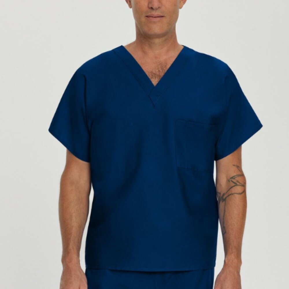 Landau Essentials V-Neck Scrub Top 7502 navy